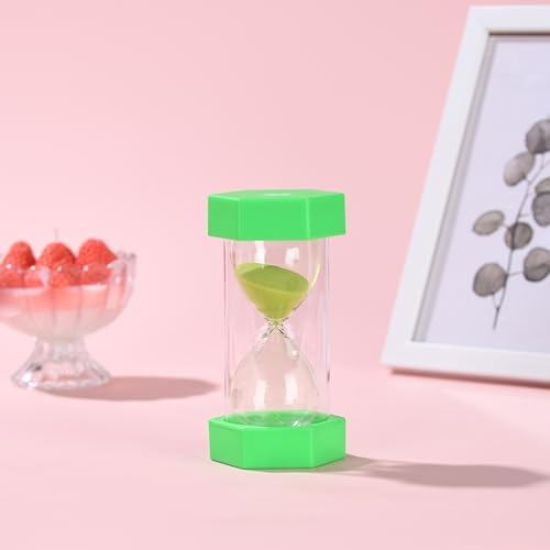Colorful Sand Timers, Hourglass Sand Timers 1Minutes Sandglass Timer with Protective Cover for Toothbrush Timer Games Classroom Home Office Cooking(Green+1Min)