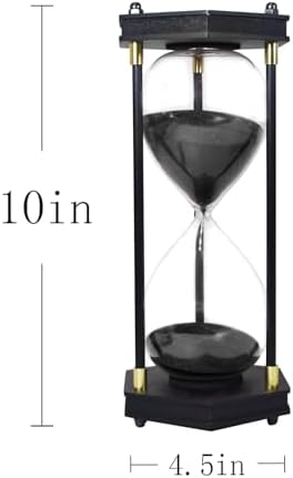 Hourglass Timer 60 Minute, Hexagon Wooden Sand Timer, Black
