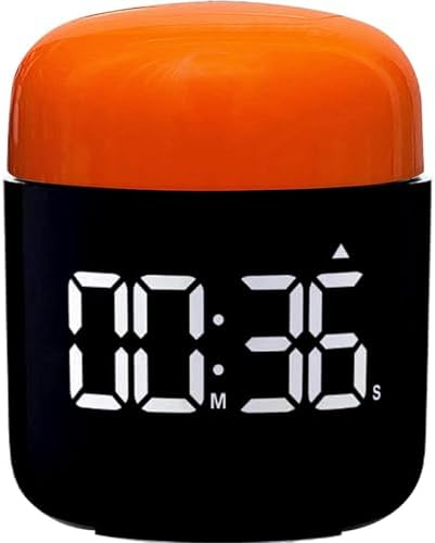 Large Display Digital Timer Stopwatch, Retro Manual Twist Table Count Down & Up Game Timer, Easy to use, Night Light Silent & Sound Timers for ADHD Study Work Kitchen Classroom Yoga Gym (Tangerine)