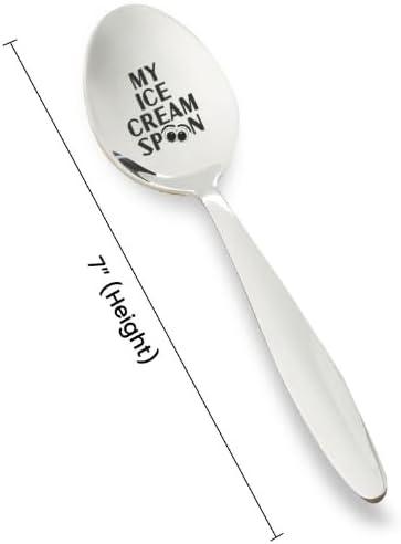 Gifts for him and her-My ice cream spoon engraved stainless steel ice cream and dessert spoons, kitchen utensils-7 inches