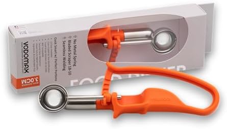 Size 100 ORANGE (0.32 oz.) VODOMAX Commercial Food Disher, Cookie Scoop, Stainless 18-10, Non-Spring Design, Portion Control disher, Ice Cream Scoop, Melon Baller, Meat Ball Scoop, Non Zeroll
