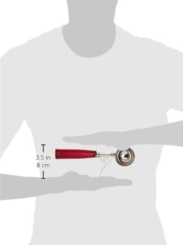 Winco No.24 Ice Cream Disher with Plastic Handle, Size 24, 1 3/4 oz capacity, Red, Stainess Steel
