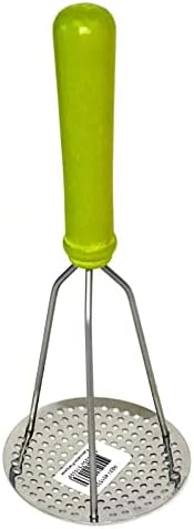 Roger Orfevre Stainless Steel Potato Masher & Peeler Combo, 100% Made In France, Wood Handle (Green)