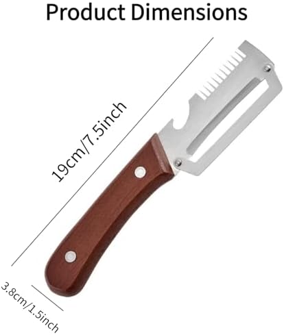 3-in-1 Vegetable Peeler Julienne Slicer with Bottle Opener, Stainless Steel Kitchen Tool with Natural Wood Handle for Fruit Vegetable Meal Prep (Brown and Wood)