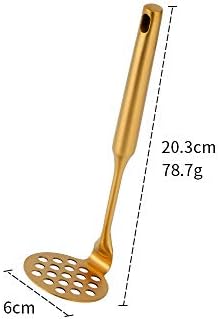 Potato Masher ，Stainless Steel Potato Ricer Press，Ergonomic Horizontal Handle &Multi-Function for Smooth Creamy Mashed Potato,Fruits,Vegetables Baby Food (small, gold)