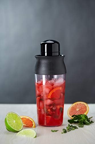 HOST Cocktail Spinner with Built In Strainer and Drip Free Pour Spout, Drink Mixer for Cocktails, Mocktails, Barware, Home Bar Accessories, 20 oz, Set of 1, Black