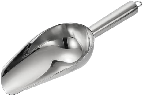 uxcell Metal Ice Scoop, 9.8" x 3.5"Stainless Steel Ice Scooper for Kitchen Party Bar Wedding Use, Silver