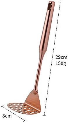 Stainless Steel Potato Masher for Non-Stick, Sturdy and Durable Whole Shaped Food Masher Hand Kitchen Aid, Avocado Masher Kitchen Tool Dishwasher Safe (11.4 in, Rose Gold)