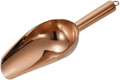 uxcell Metal Ice Scoop, 9.8" x 3.5"Stainless Steel Ice Scooper for Kitchen Party Bar Wedding Use, Rose Gold