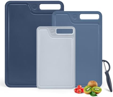 4 Piece Plastic Cutting Board Set for Kitchen Dishwasher Safe,Food Safety, Non-Slip Design, Ideal for Meat and Vegetable Prep