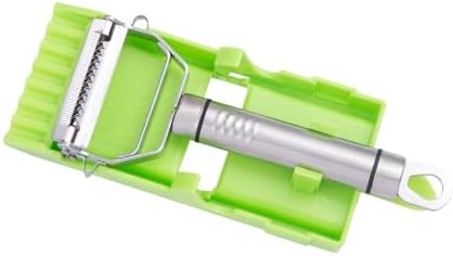 Stainless Steel Dual Blade peelers for kitchen,Julienne Peeler,Vegetable Peeler for carrot,potatoe, Grinder easy storage,Can be fixed on the base for use(QGSY), large, Green, YC-QGSY-green-01