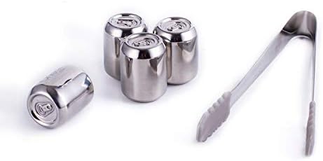 CHEER Premium Stainless Steel Whiskey Stones Gift Set of 4, Stainless Steel Reusable Ice Cubes Chilling Stones with Tongs for Whiskey Wine7717-W202-012