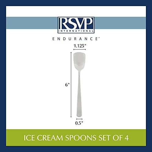 RSVP International Ice Cream Tool Collection, Dishwasher Safe, Large Handle, Spoons, 4 Piece