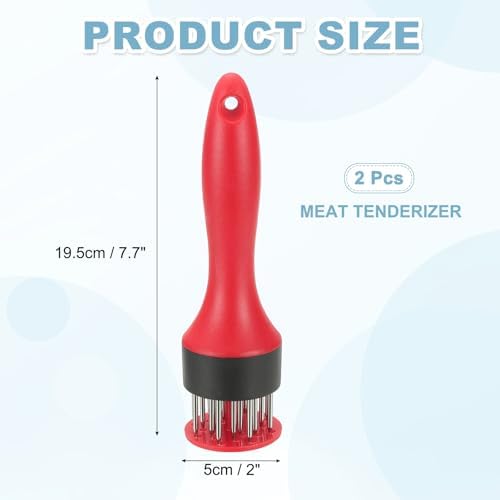 uxcell 2 Pcs Meat Tenderizer Tool, 7.7 x 2 Inch Small Meat Tenderizer Mallet for Tenderizing Pork Chicken Steak Fish Grilling BBQ, Red