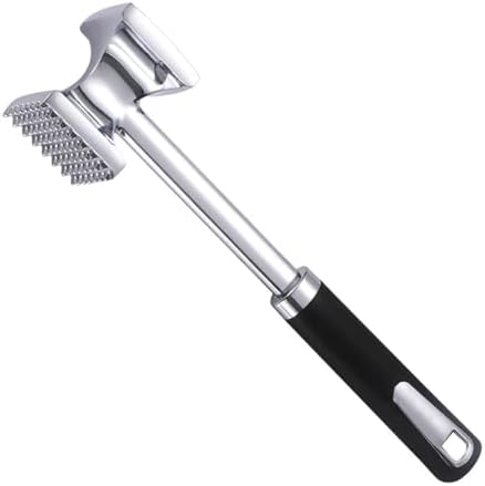 Meat Tenderizer, Stainless Steel Meat Tenderiser Hammer, Dual-Sided Heavy Duty, for Steak, Chicken, Pork, Fish 10.6 x 2.4 x 1.8in Silver