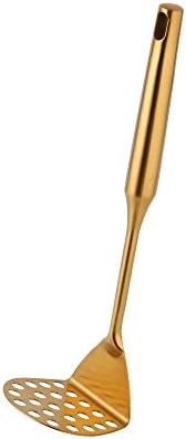 Potato Masher ，Stainless Steel Potato Ricer Press，Ergonomic Horizontal Handle &Multi-Function for Smooth Creamy Mashed Potato,Fruits,Vegetables Baby Food (large, gold)