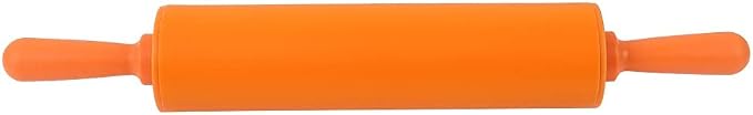 Silicone Rolling Pin Non-Stick DIY Dumpling Roller Bread Cookie Rolling Pin for Baking, Pastry Dough Roller, Fondant, Pizza, etc(Orange)