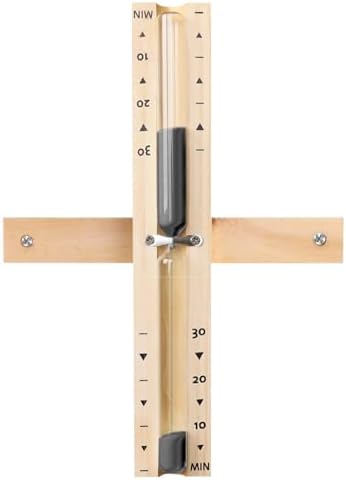 Sauna Timer 30 Minute Black Sand,Heat Resistant Wood Hourglass for SPA Room
