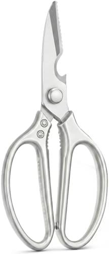 Heavy Duty Multipurpose Stainless Steel Scissors, Perfect for Utility, Kitchen Shears, Poultry Shears - Silver