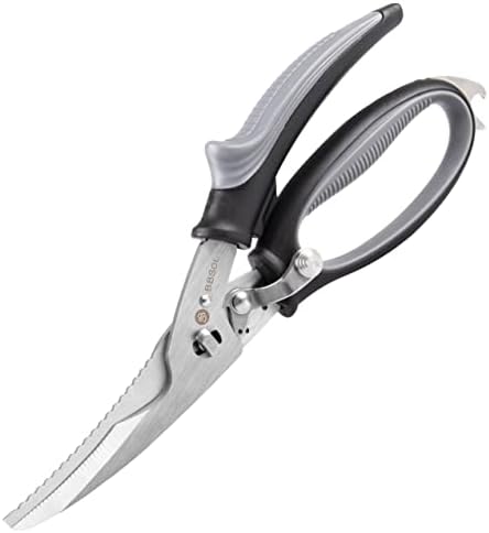Poultry Shears Heavy Duty Professional – Sharp Kitchen Scissors Heavy Duty Dishwasher Safe - Stainless Steel Turkey Shears - Spring Loaded Ergonomic Handles - All Purpose Kitchen Shear Grey