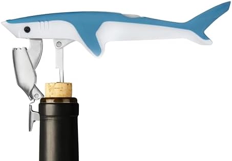 True Shark Waiters Corkscrew Wine Opener with Sharp Foil Cutter, Durable Stainless Steel and & Soft Touch Plastic Perfect for Home Bar, Kitchen, Outdoor Party, Gifts for Wine Lovers, Set of 1