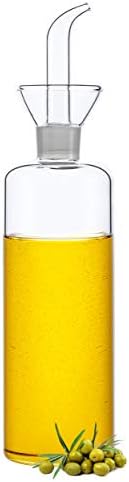 17oz/500ml Clear Glass Olive Oil Dispenser Bottle - Oil and Vinegar Cruet with Non Drip Pourers and NO Funnel Needed - Olive Oil Carafe Decanter for Kitchen and BBQ