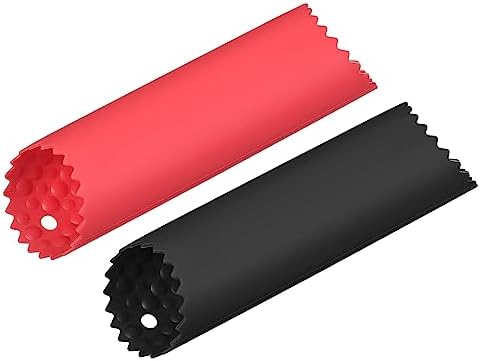 uxcell Garlic Peeler Skin Remover Roller Keeper, Silicone Garlic Peeler Tube Non Slip 5.12inch Long for Useful Kitchen Tools, Black/Red