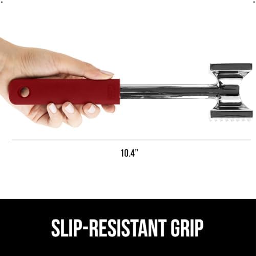 GORILLA GRIP Patented BPA-Free Dual-Sided Meat Tenderizer Mallet, Red