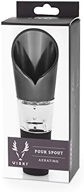 Viski Gunmetal Aerating Pour Spout - Wine Aerator Pourer Spout - Drip Free Pour Red Wine Aerators - Stainless Steel Set of 1
