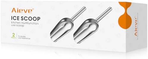 AIEVE Ice Scoop,2 PCS Stainless Steel Small Ice Cream Food Candy Scoop Flour Spoon Shovel for Kitchen Bar wedding party(Sliver)