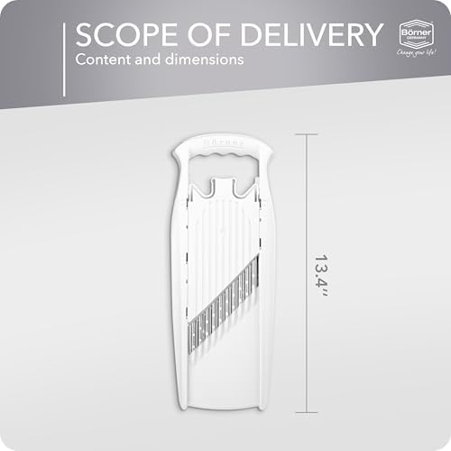 Börner by Reston Lloyd Wave-Waffle Power Line • Crinkle Cut/Spirelli Vegetable Slicer • Slicer for Wave Waffle Cut Style • Multiple Thickness Options • Made in Germany, White