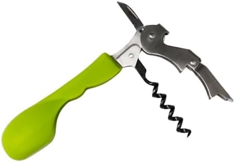 Capabunga Silicone Corkscrew Wine Opener - Green Ergonomic Cork Screw Wine Bottle Opener, Manual Wine Openers to Displace Less Cork, Wine Key for Bartenders and Home, Wine Accessories for Wine Lovers