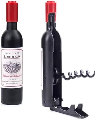 Kikkerland Magnetic Wine Bottle Corkscrew, Black