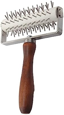 Time Saver Pizza Dough Roller with Wood Handle, for Pizza Cookie Cake Pie Pastry Bread Dough (Stainless Steel)