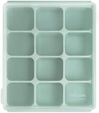 Baby Food Storage Silicone Cubes with Clip-On Lid Freezer Tray Baby Food Soups Purees Ice Easy and Safe Design Made in Korea (12 Ocean Blue)