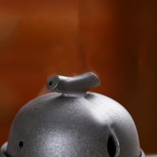 LUNCHS Matte Glaze Garlic Keeper for Counter Countertop Storage Ceramic Jars Garlic Holder Give it to a Friend Who Owns a Restaurant Garlic Container, Black, djdrtjtydkjtyk45154854