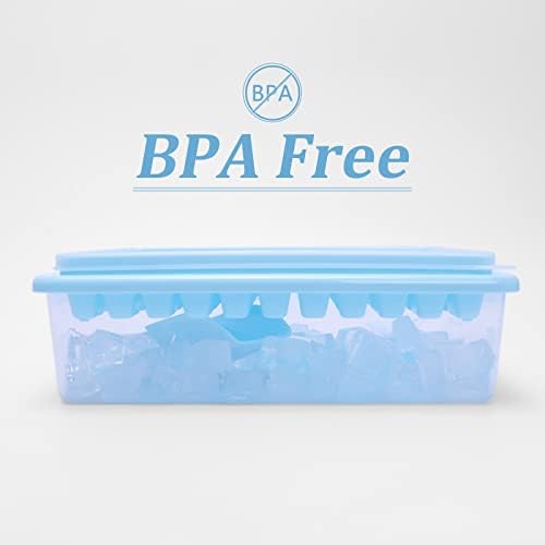 SFL Ice Cube Tray With Lid And Bin,55x3 Pcs Silicone Ice Cube Molds,Ice Trays For Freezer,Easy Release & Save Space,(3 Pack Blue Ice Trays & 1*Ice Bin & 1*Ice Scoop)., 165-Grid