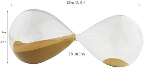 Large Fashion Colorful Sand Glass Sandglass Hourglass Timer Clear Smooth Glass Measures Home Desk Decor Xmas Birthday Gift (15 Minutes, Brown)