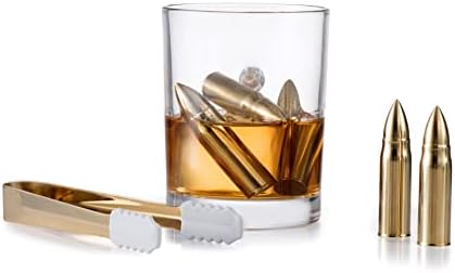 Whiskey Stones Gift Set - Set of 6 Chilling Stones - Rocks Ice Cubes - Beautiful Gift Box for Men, Christmas Stocking Stuffers for Dad (Black W TONGS)