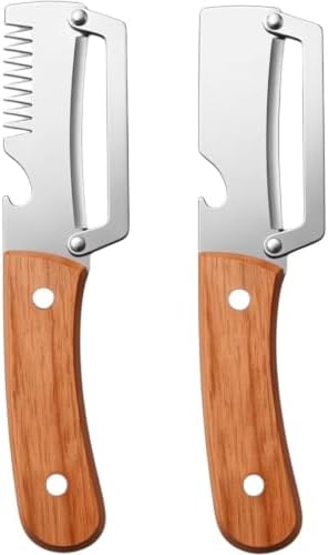 2026 Upgrade 2-in-1 & 3-in-1 Vegetable Peeler Set with Wooden Handle, Built-in Scallion Shredder & Bottle Opener, Multi-Functional Fruit & Veggie Peeler for Home Cooking