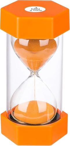 Sand Timer 3 Minute Hourglass Timer: Plastic Sand Watch 3 Min, Large Orange Sand Clock 3 Minutes, Colorful Hour Glass Sandglass Timer for Kids, Games, Classroom, Kitchen, Decoration