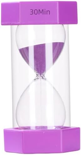 Colorful Sand Timers, Hourglass Sand Timers 30 Min Sandglass Timer with Protective Cover for Toothbrush Timer Games Classroom Home Office Cooking(Purple+30Min)