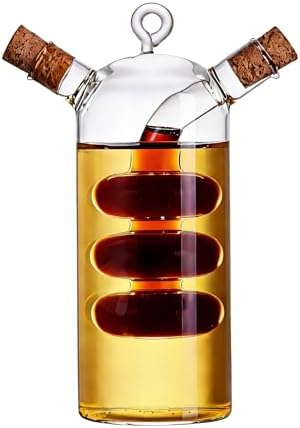 ELETON 2 in 1 Oil Dispenser,Glass Cruet with Triple-Bubble Inner Chamber