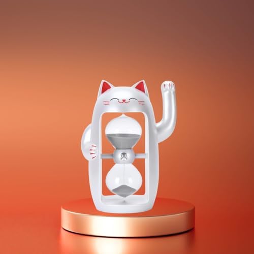 Lucky Cat Sand Timer Cute Hourglass Maneki-Neko Sandglass Timer reloj de Arena 15Min Sand Clock for Toothbrush Games Classroom Home Office Cooking Front Desk（Pearl White+15Min）
