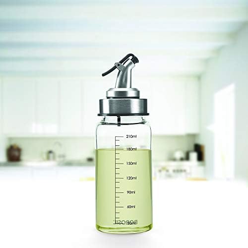 Borosil 250ml Oil Dispencer | Borosilicate Glass Oil Bottle with Silicon Funnel | Leakproof, BPA Free Oil Container for Kitchen | Transparent