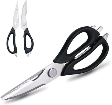 Come Apart Kitchen Scissors for Food, All Purpose Kitchen Shears (Black)