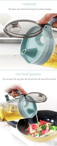 TENTA KITCHEN Olive Oil Vinegar Syrups Bottle Dispenser Cruet - 550ml(18.6 Oz) Oil Bottle Glass With No Drip Plastic Bottle Spout And Protective Cap (Beige 1PC)