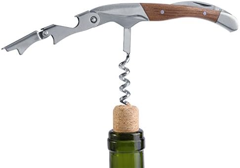 Waiter's Corkscrew Wine Opener, 3 in 1 Wooden Handle Wine Key with Foil Cutter and Bottle Opener, Professional Manual Wine Bottle Opener for Bartenders and Restaurant Servers