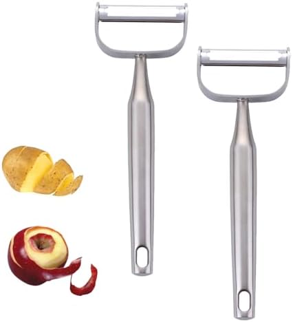Stainless Steel Vegetable Peeler Silver 2 Pieces, with Potato Eye Remover & Swiveling Twin Blades, Y Shaped Titan Potato Peeler for Fruit & Veggie, Dishwasher Safe