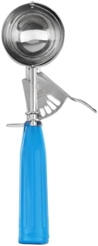 Chef Approved Size #16 Ice Cream Disher | Thumb Press Soft Food Dessert Mash Potato Portioning Scoop with One Piece Handle for Cafe Bakery | 2 oz Capacity | 2-1/4" Diameter, Stainless Steel, Blue